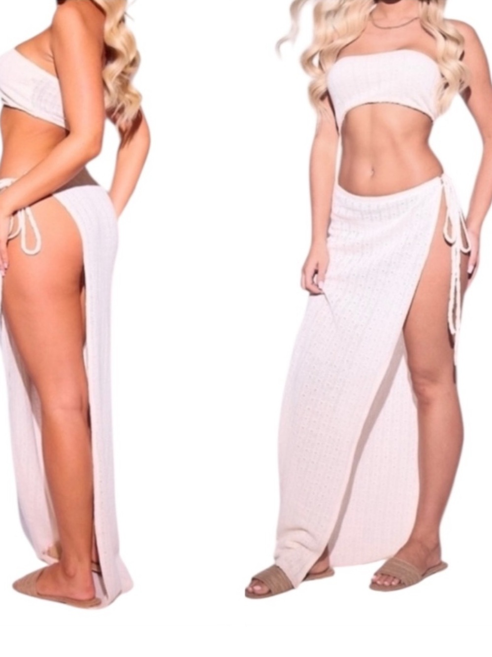 NWT Crochet Bandeau Cutout Maxi Swimsuit Coverup
